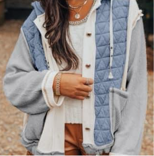 Patchwork LOOSE Fitted Hooded Jacket