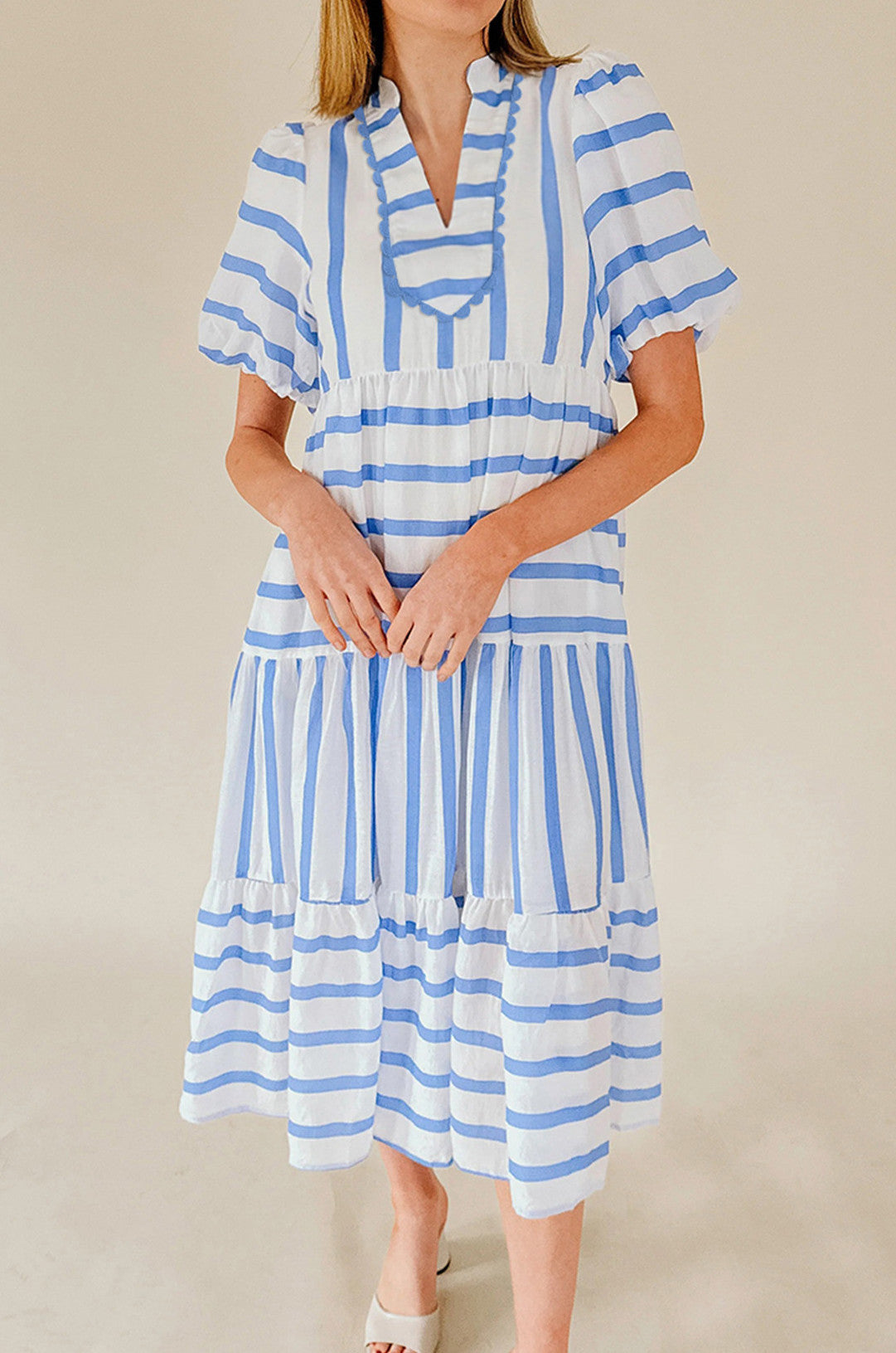 Blue Stripe Ric Rac Dress New RTS