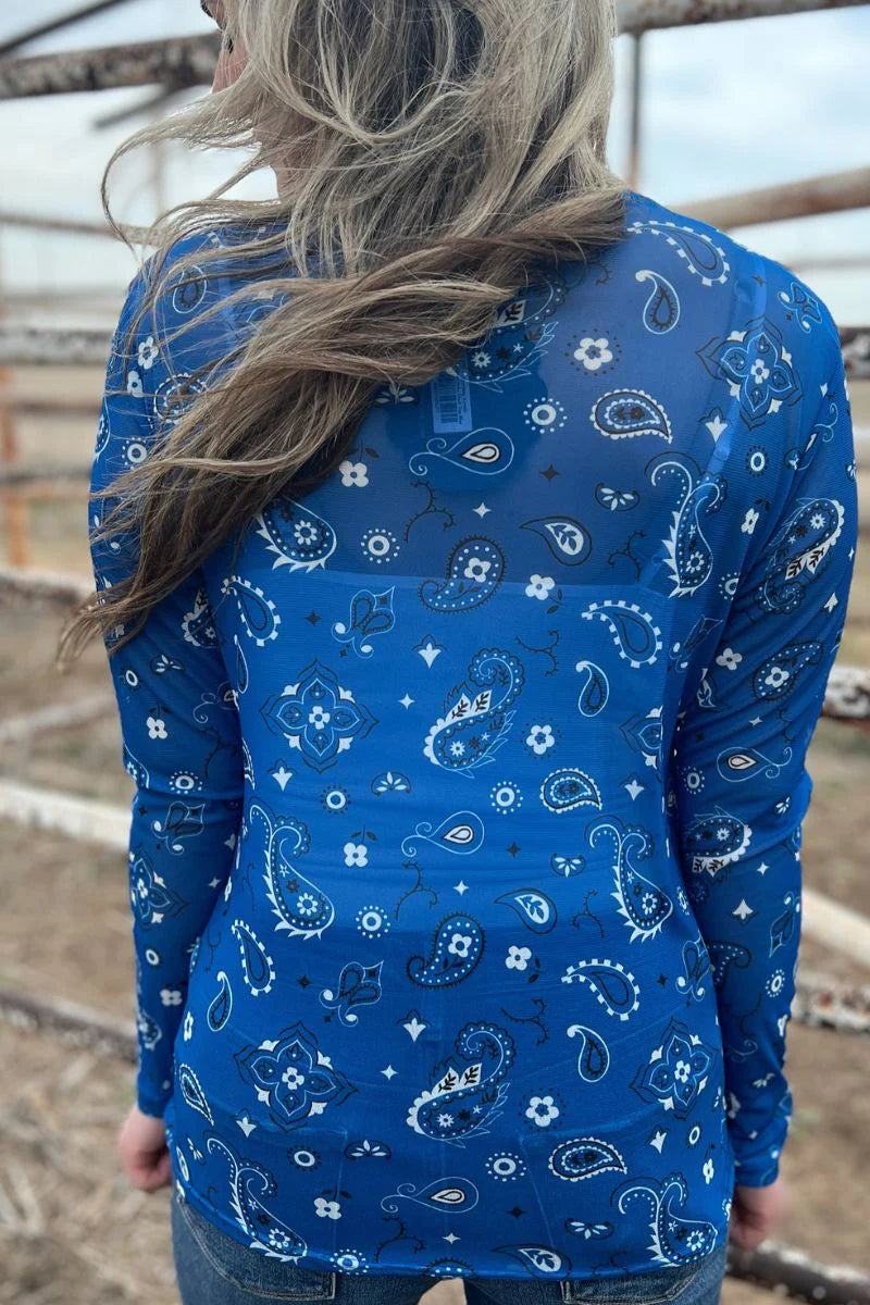 BANDANA BABE MESH TOP BLUE