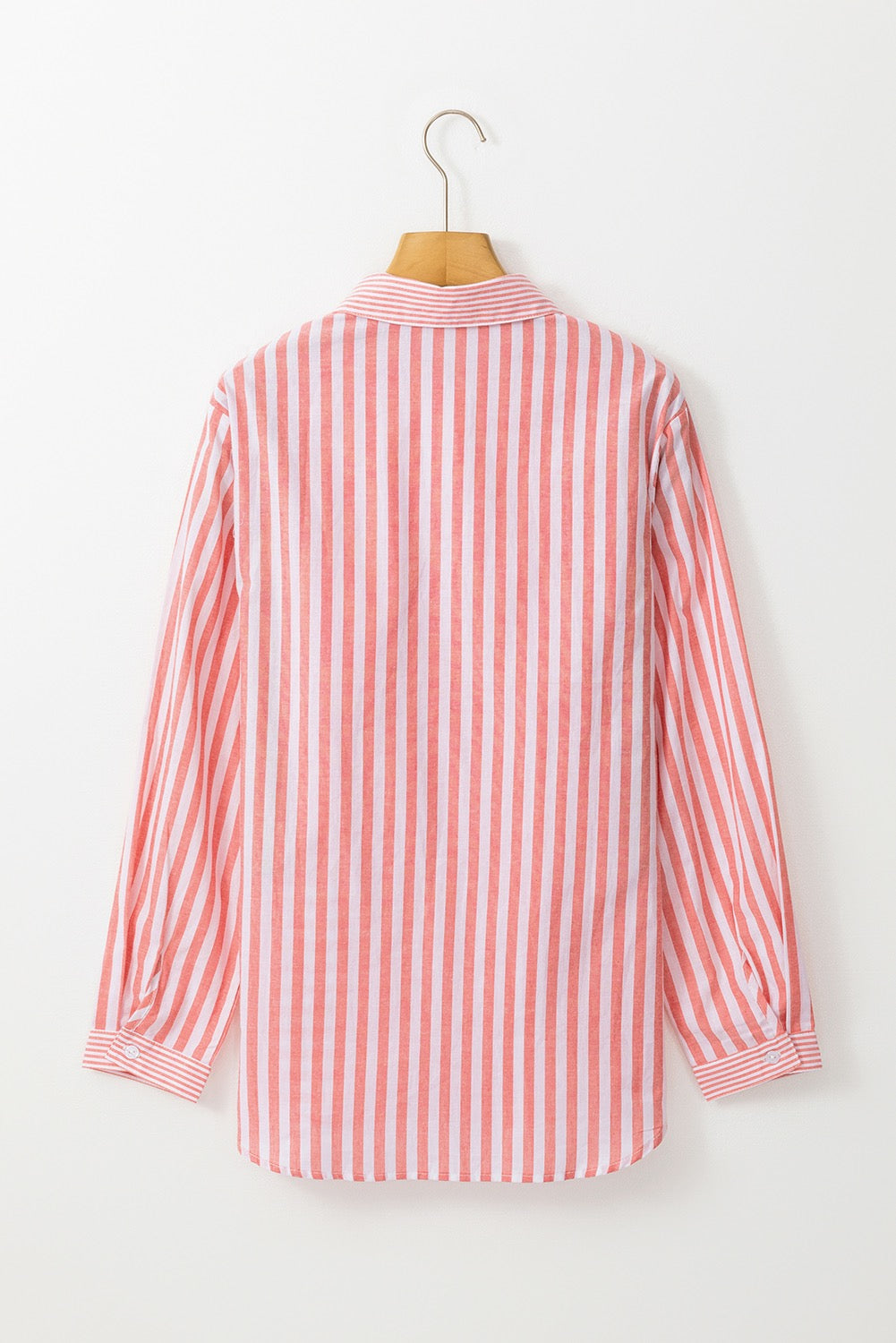 Pink Striped Casual Button Top May.