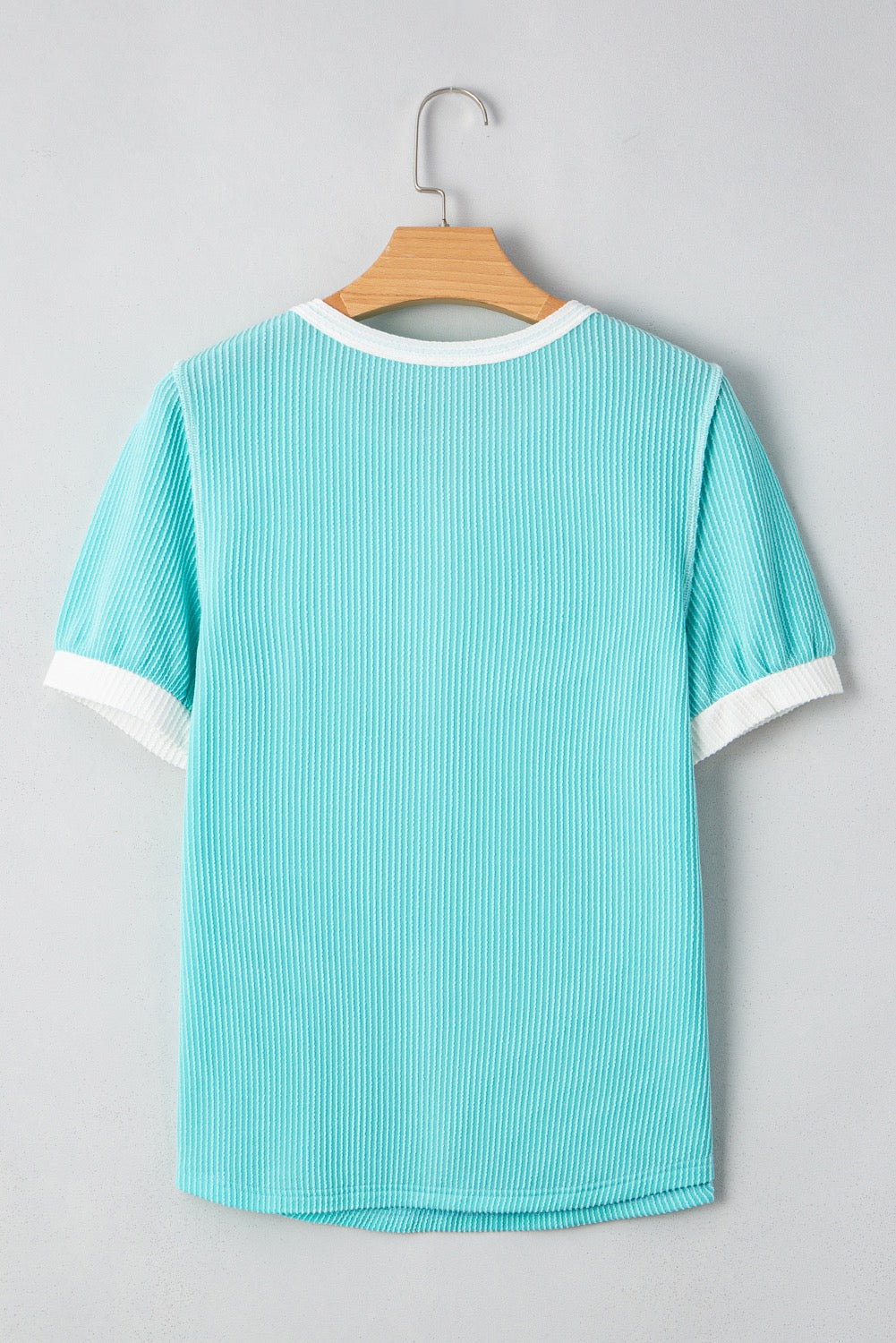 Turquoise Corded Henley Top May.