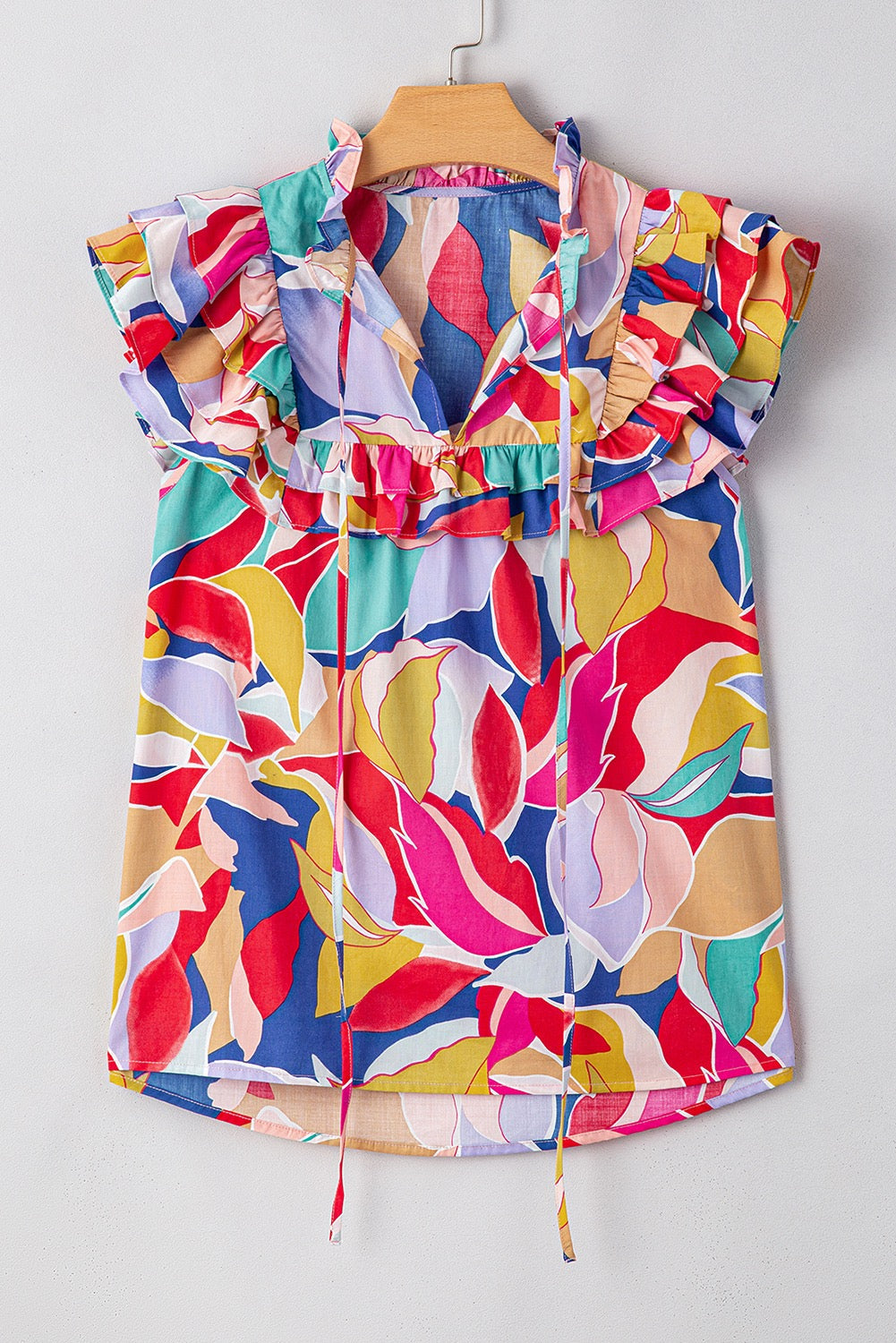 Abstract Ruffle Detail Blouse LT
