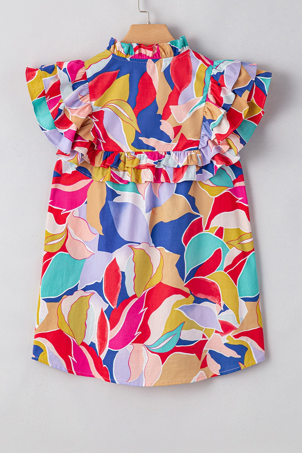 Abstract Ruffle Detail Blouse LT