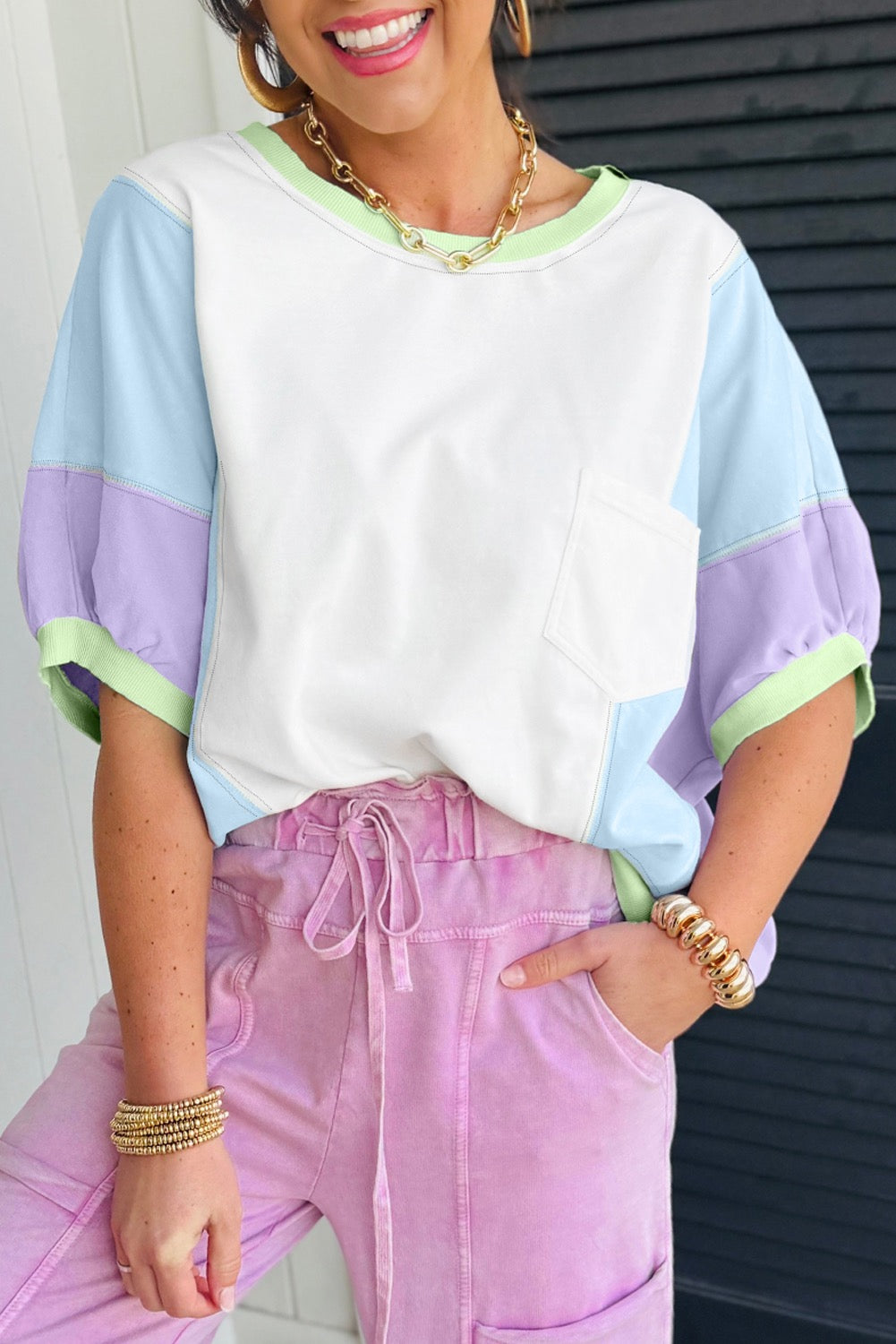 White Colorblock Pastel Top RTS