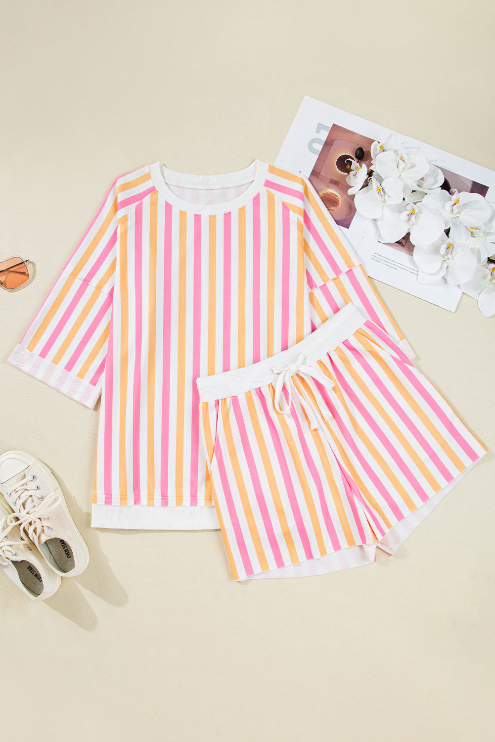Pink and Orange Stripe Casual Set LT