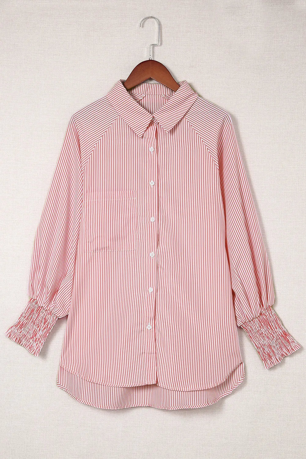 Red Smocked Boyfriend Shirt RTS