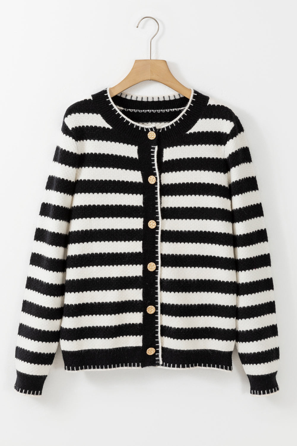 Stripe Gold Button Cardigan LT