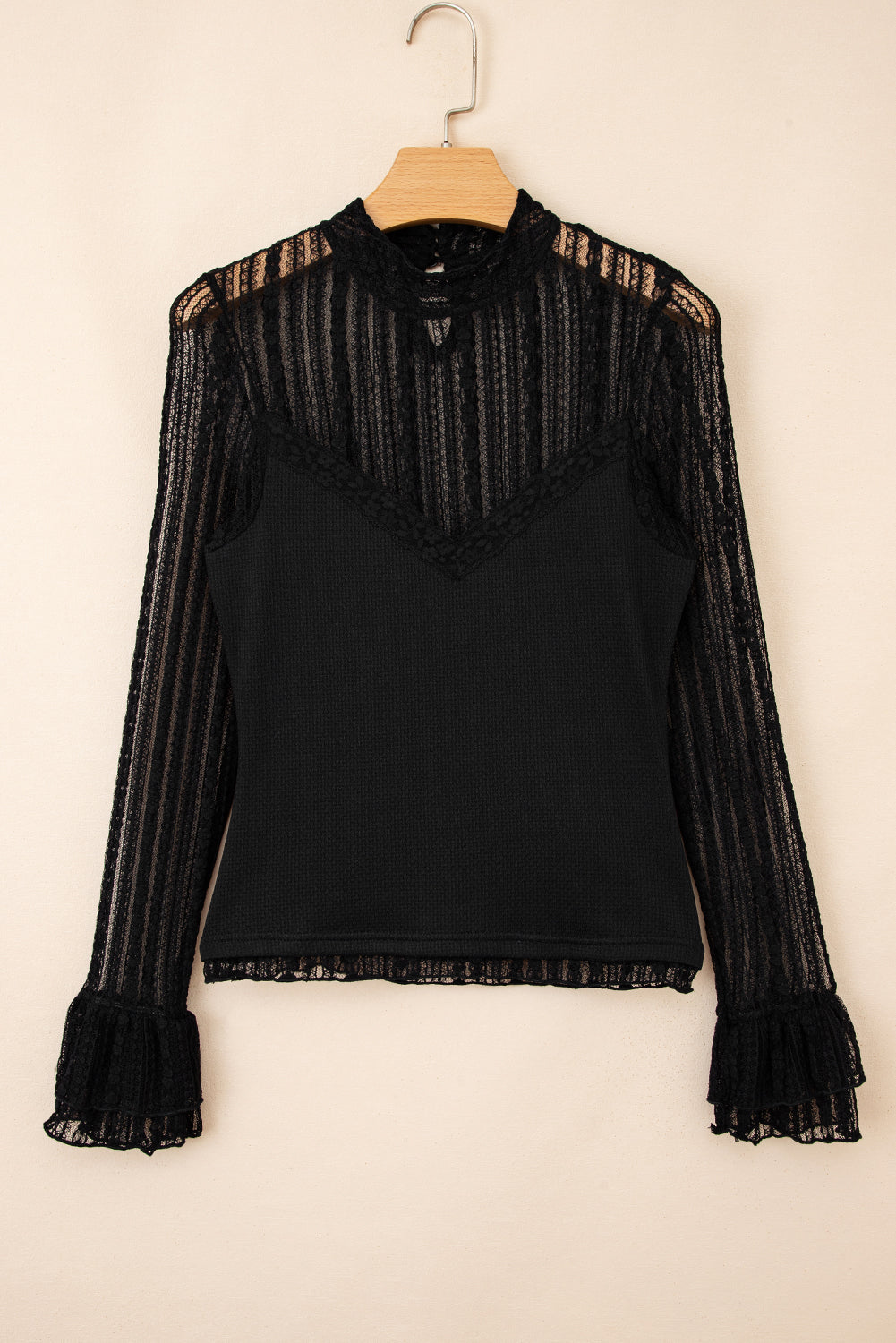 Black Lace Flounce Top LT