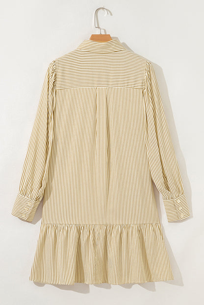 Brown Stripe Collared Dress LT