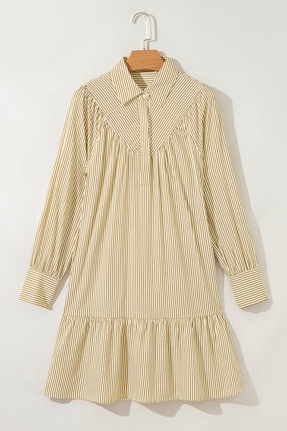 Brown Stripe Collared Dress LT