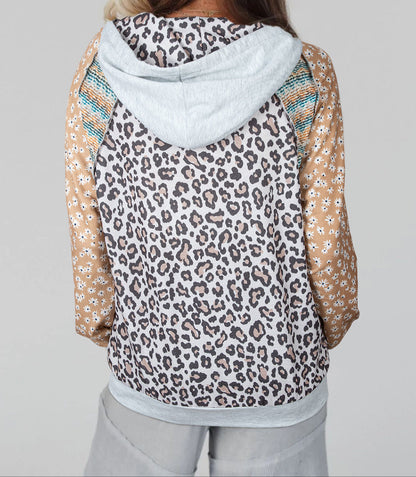 Multicolor Leopard Patchwork Hoodie LT