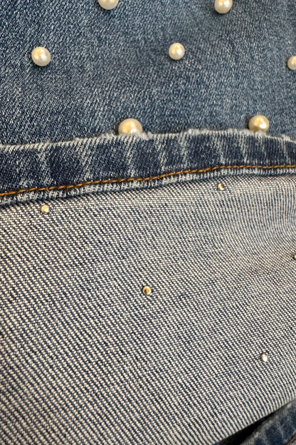 PREORDER: Denim & Pearls Crop Jeans