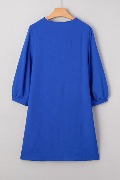 Blue Frilled Shift Dress LT