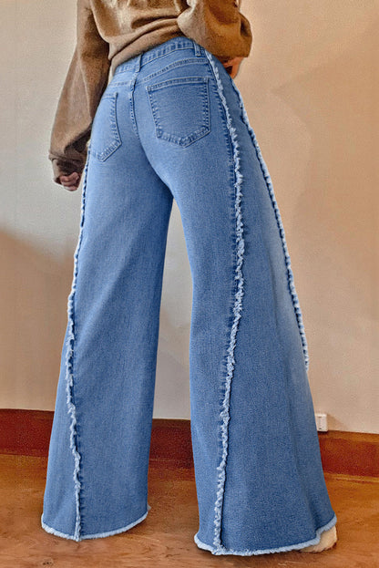 Raw Hem Flared Denim Jeans LT