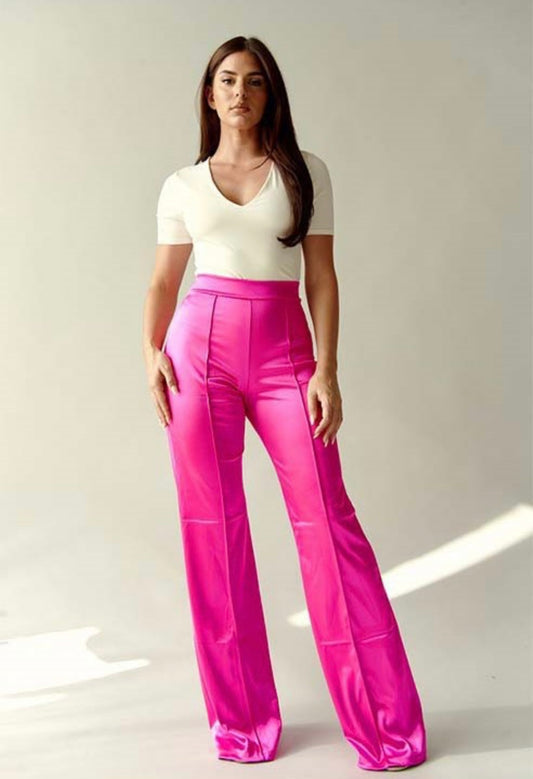 THE DESIREE SATIN STRETCH HIGH WAISTED PANTS