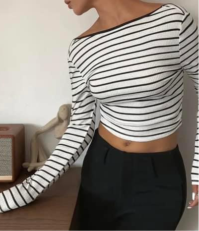 Open Back Striped Bow Top