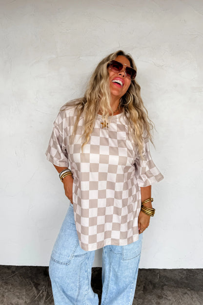 PREORDER: Check Babe Side Slit Top