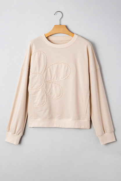 Beige Raw Edge Flower Top LT