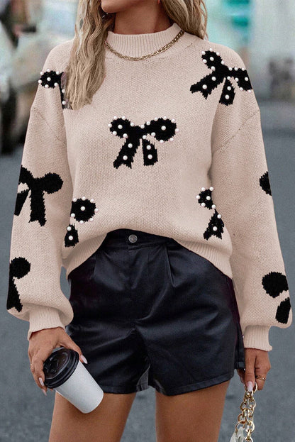 Beige Pearl Bow Sweater September.