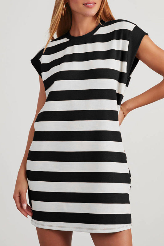 Black Stripe Shirt Dress March.