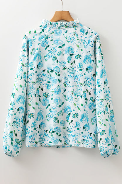 Blue Floral Frilled Blouse LT