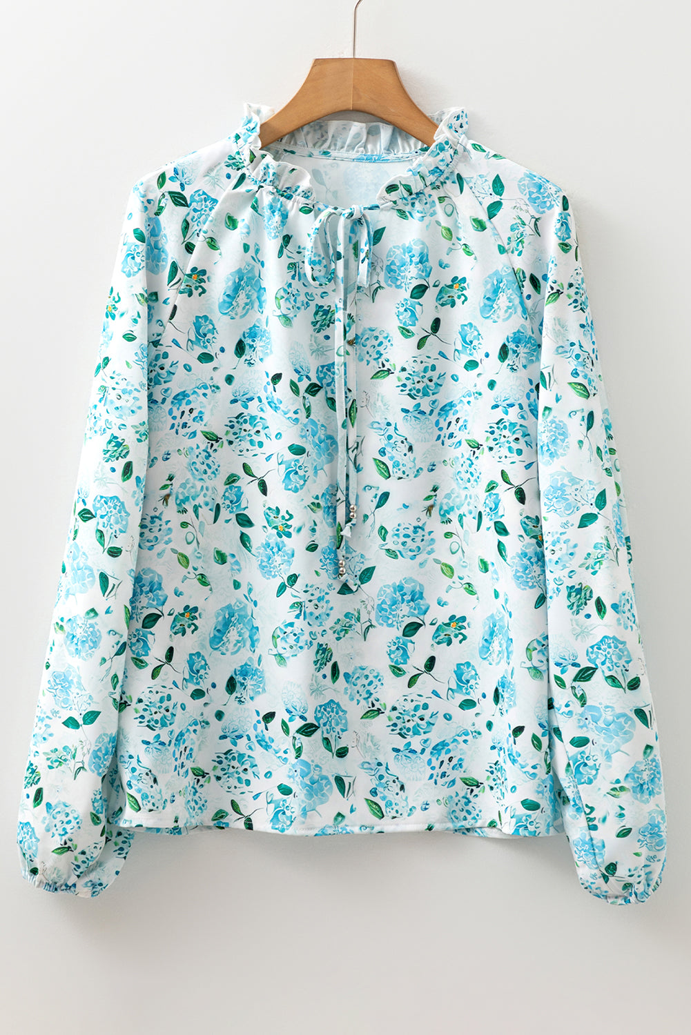 Blue Floral Frilled Blouse LT