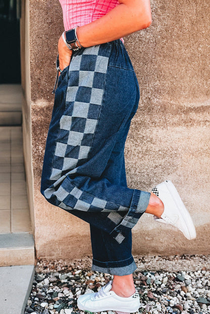 Blue Checkered Drawstring Pants RTS