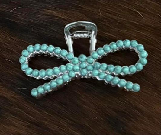 Turquoise Bow Clip