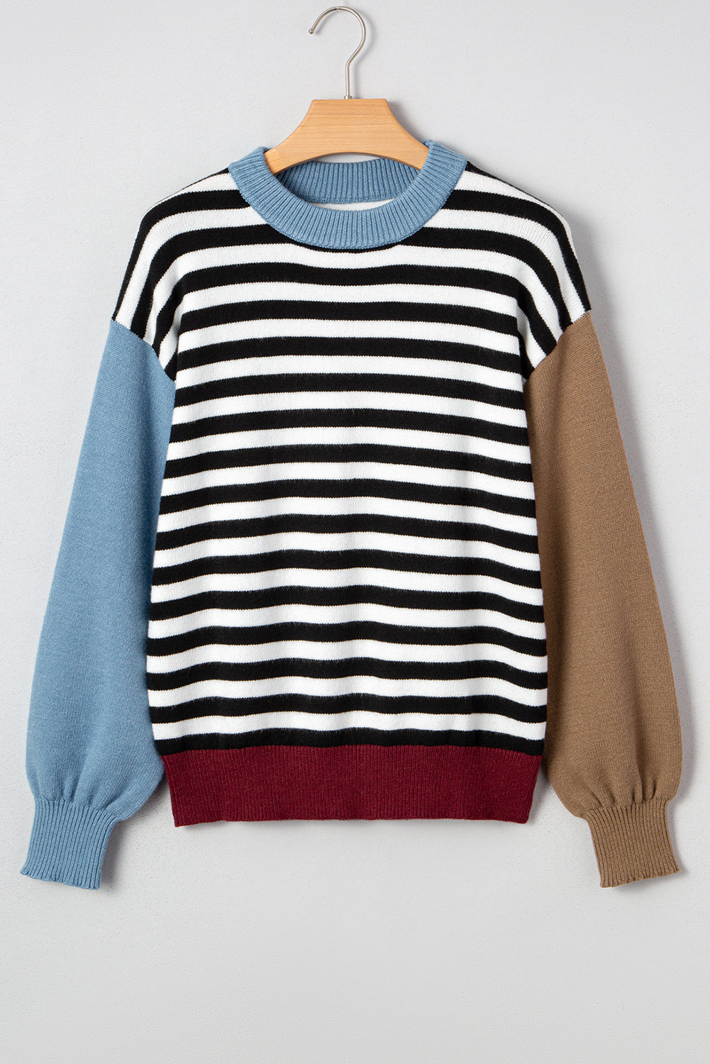 Colorblock Stripe Panel Sweater LT