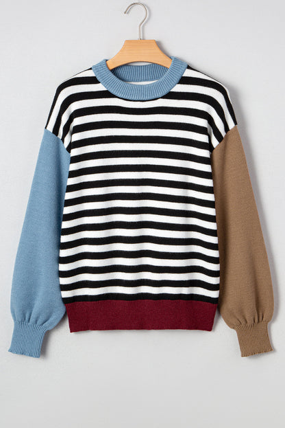 Colorblock Stripe Panel Sweater LT