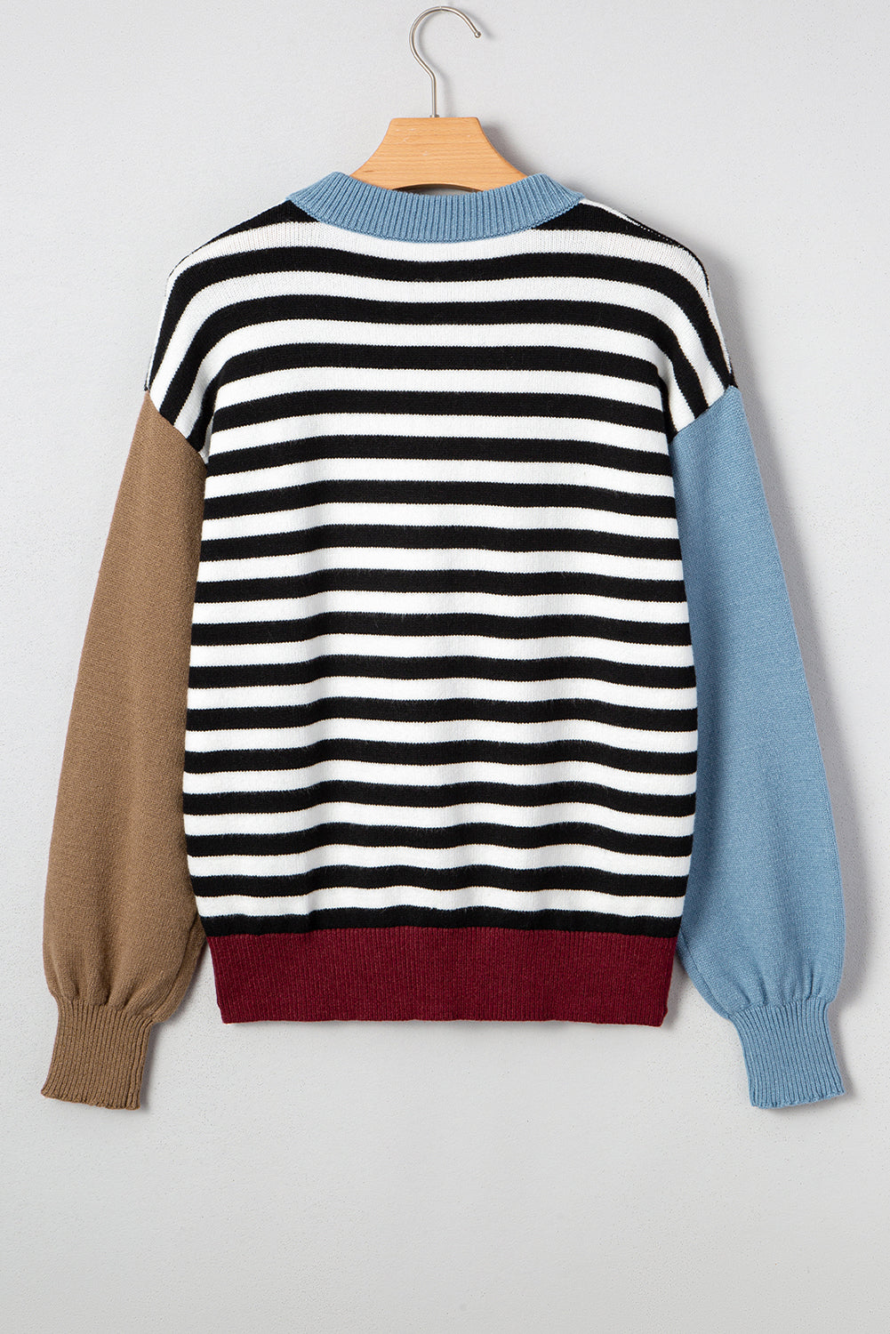 Colorblock Stripe Panel Sweater LT
