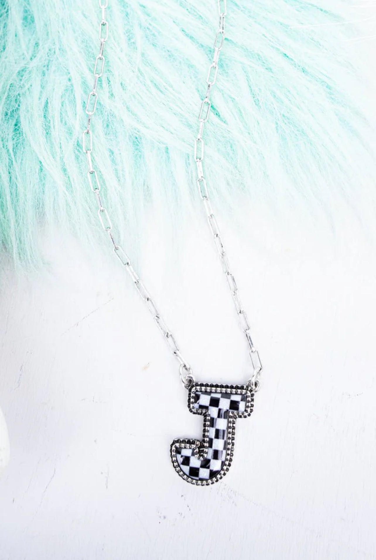 Checkered Initial Necklaces