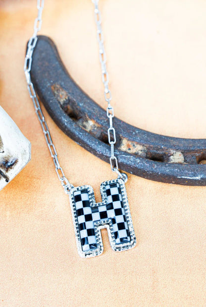 Checkered Initial Necklaces
