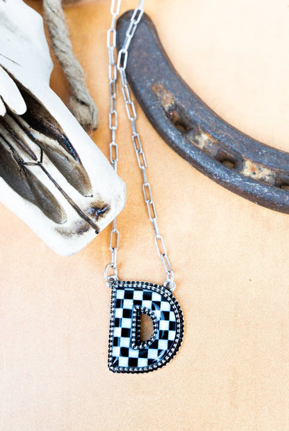 Checkered Initial Necklaces