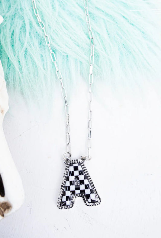 Checkered Initial Necklaces