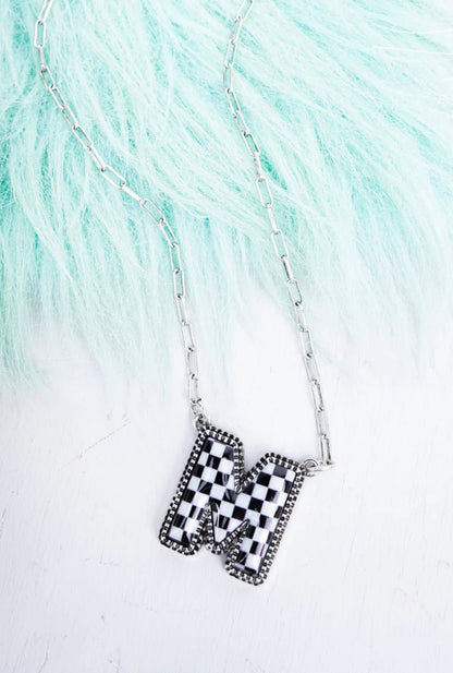 Checkered Initial Necklaces