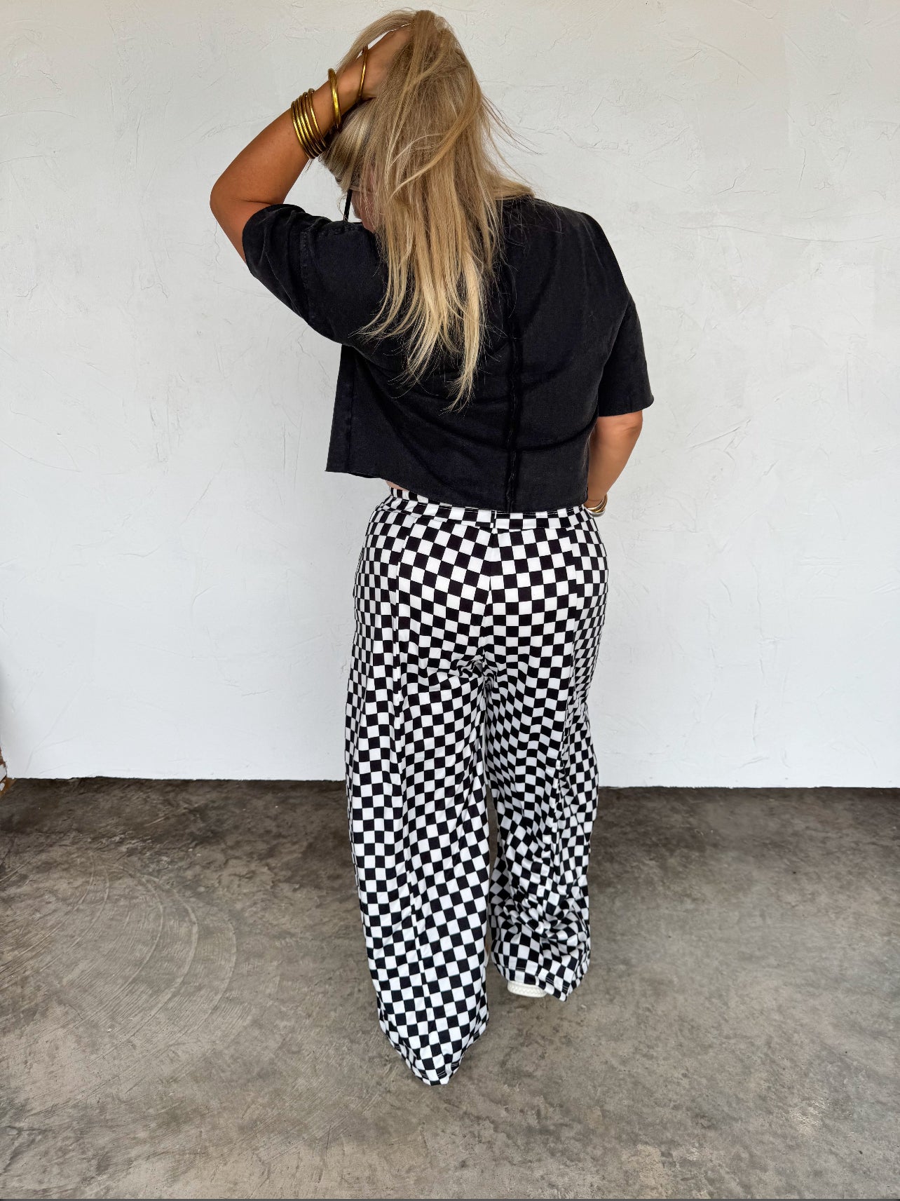 Haddie Wide Leg Checker Pants