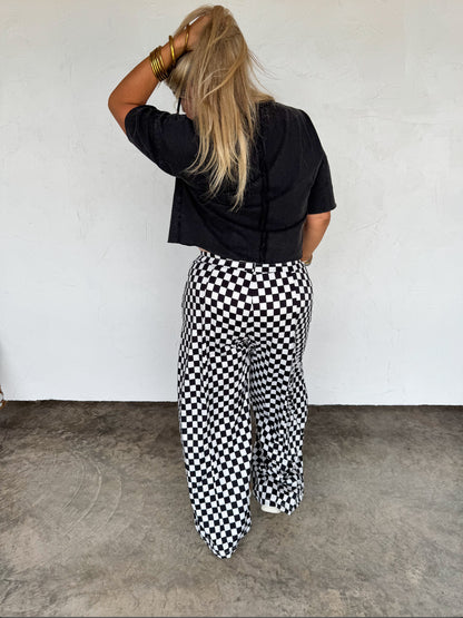 Haddie Wide Leg Checker Pants
