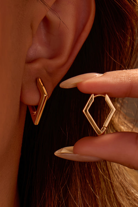 Gold Rhombus Hoop Earrings LT