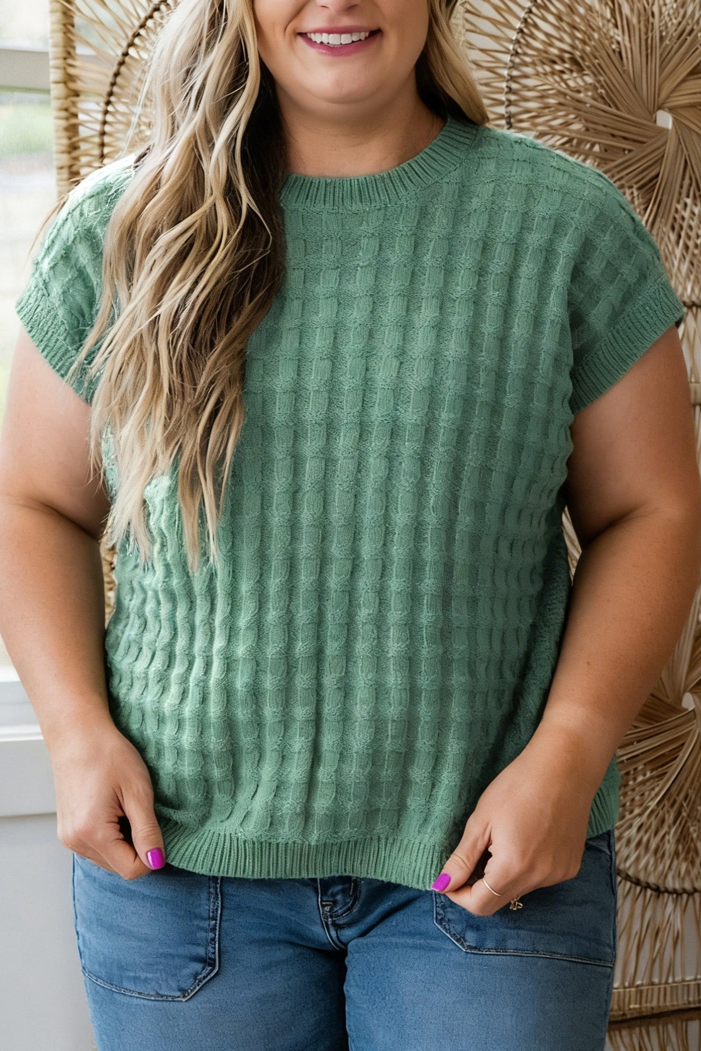 Green Plus Textured Sweater LT