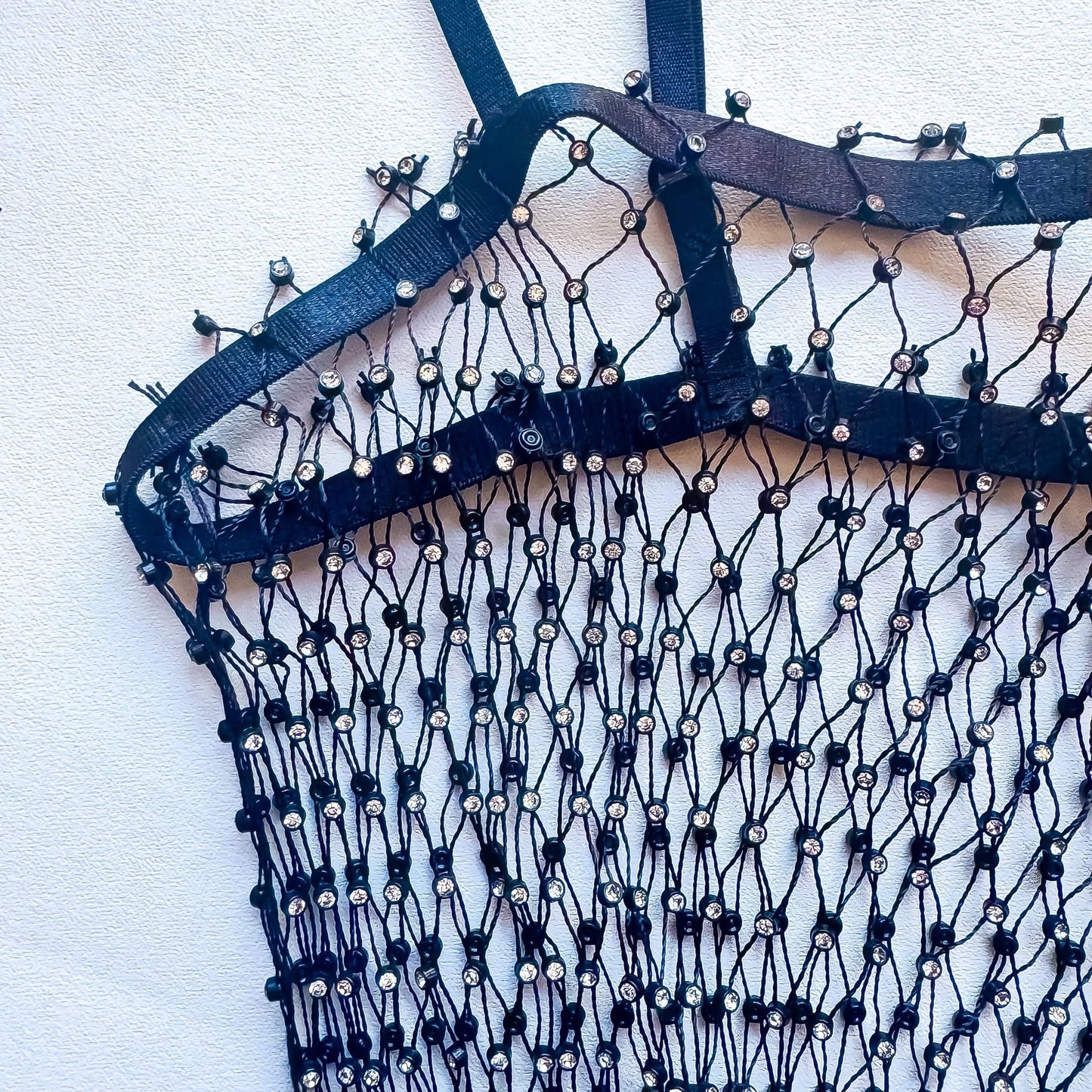 ✨ Black Beaded Fishnet Midi Dress ✨