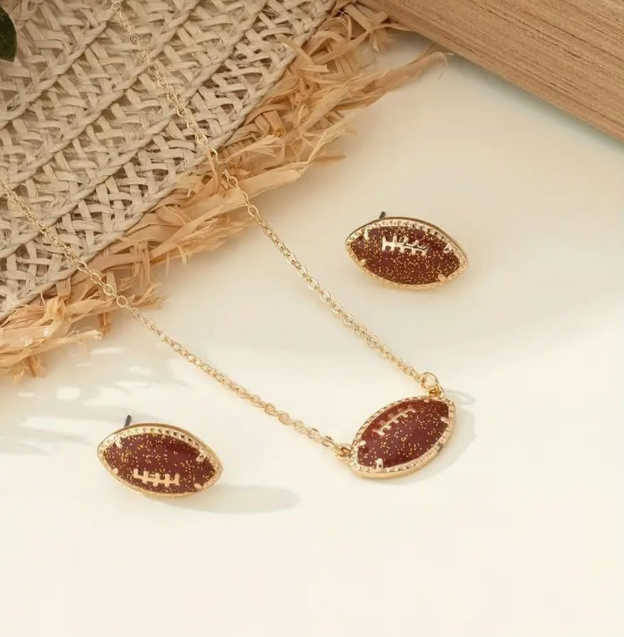🏈 Football Necklace and Earrings Set 🏈