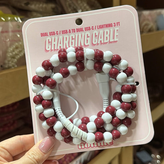 4 in 1 style maroon & white beaded chargers! 🐮