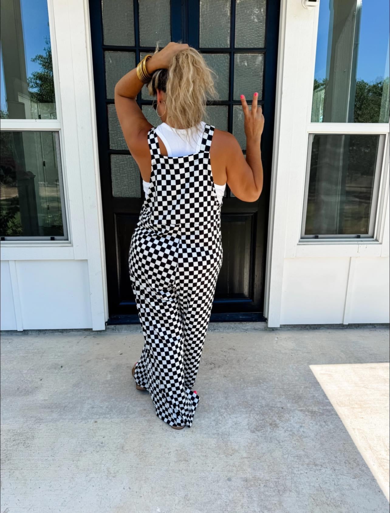 Karli Boho Checkered Overalls