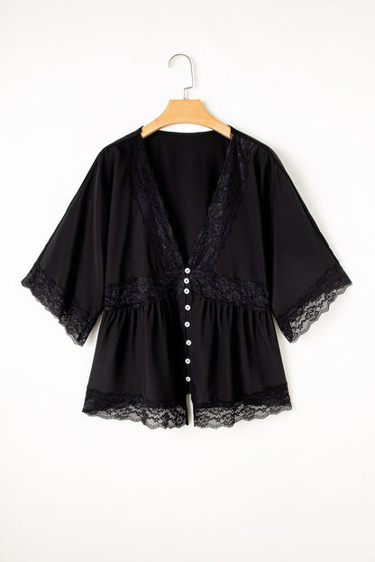 Black Lace Plus Size Top LT