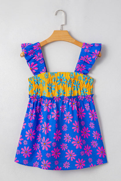 Blue Floral Flutter Tank Top May.