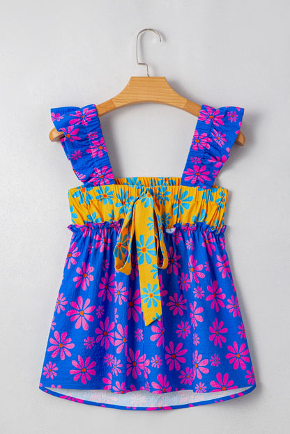 Blue Floral Flutter Tank Top May.
