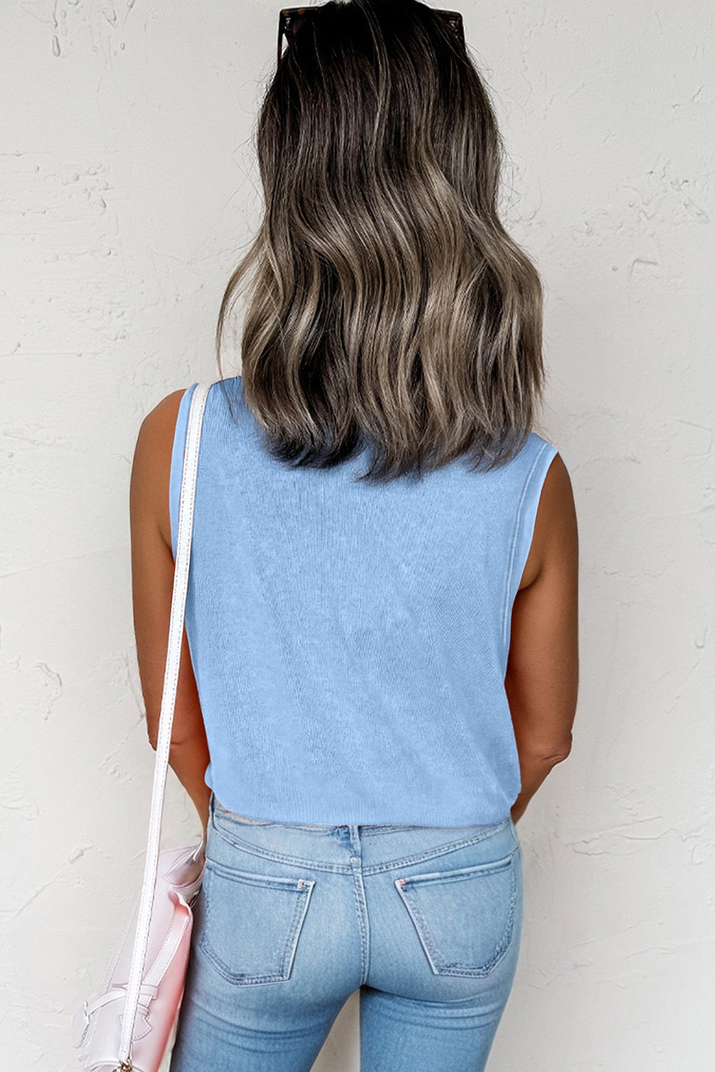 Light Blue Mineral Wash Pocket Tank LT