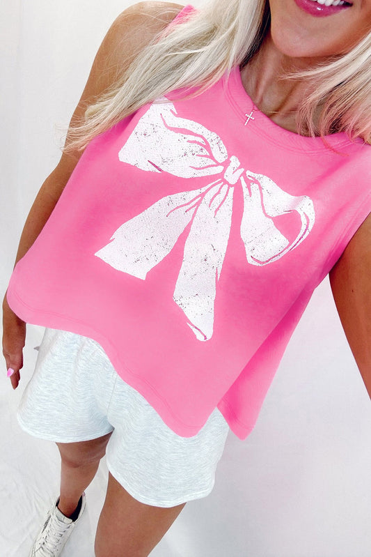 Pink Bow Print Tank LT