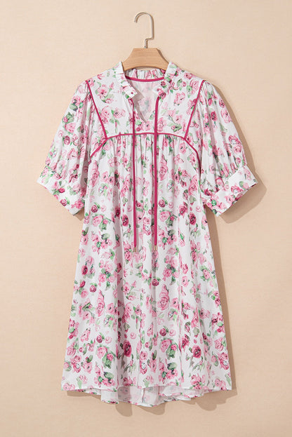 Pink Floral Plus Size Mini Dress LT